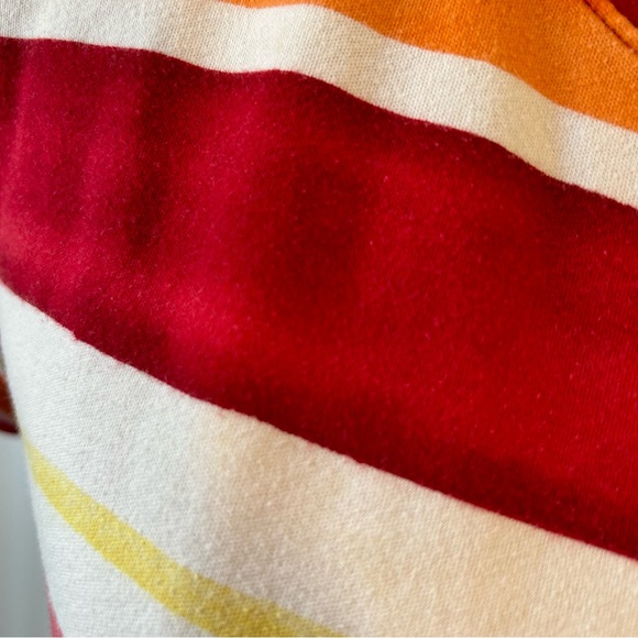 Croft & Barrow red white yellow orange striped tee 100% cotton soft Size L - Picture 2 of 9